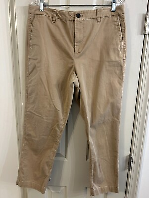 #ad J. Crew Womens Pants Khaki Size 12 Denim Cotton Zip Fly Tapered Leg Pockets $13.95