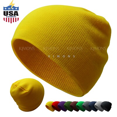 #ad Short Beanie Cuff Plain Knit Hat Winter Solid Cap Slouchy Skull Ski Men Woman $6.75