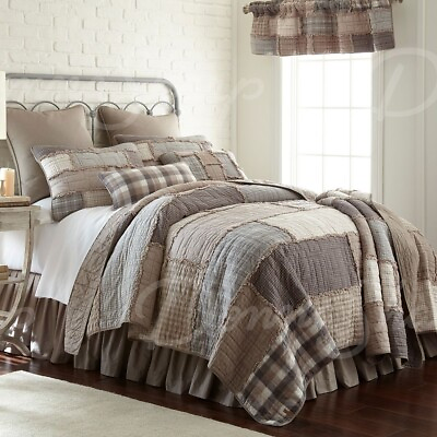 #ad #ad Donna Sharp Smoky Cobblestone Patchwork Cotton Country King 4 PC Quilt Set $450.00