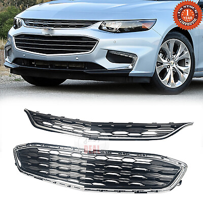 #ad #ad For Chevrolet Malibu 2016 2018 Front Bumper Upper amp; Lower Honeycomb Mesh Grille $48.38