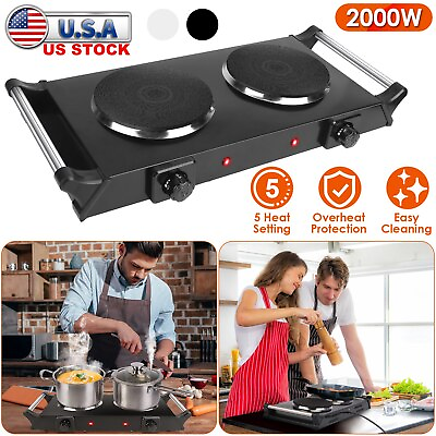 #ad 2000W Portable Electric Double Burner Hot Plate Cooktop Stove Cooking Countertop $43.99