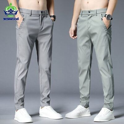 Thin Casual Pants Men 4 Colors Classic Style Slim Fit Straight Cotton Trousers $43.10