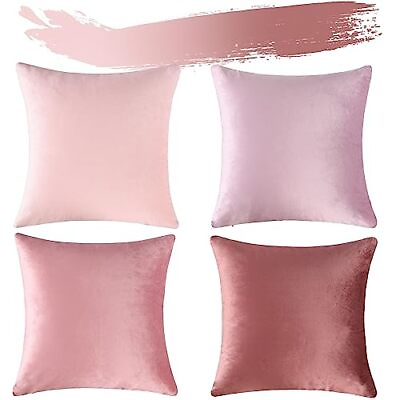 #ad Set of 4 Super Soft Velvet Decorative Throw Pillow Covers Set Luxury Cushion ... $34.04
