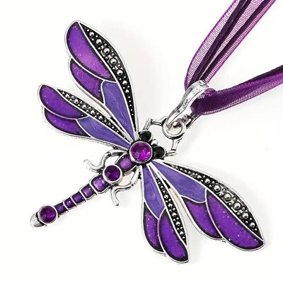#ad Fashion Women Purple Crystal Dragonfly Ribbon Pendant Necklace Jewelry Gift New $9.98