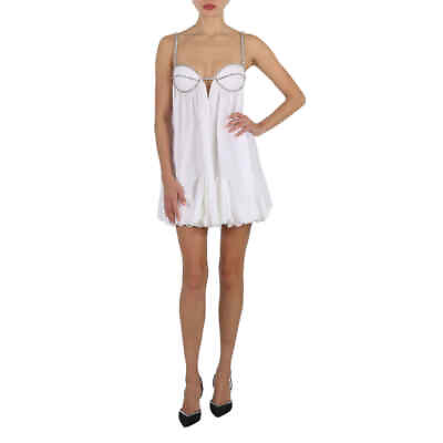 Area Ladies White Cotton Poplin Scallop Mini Dress Size 4 $645.83