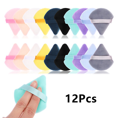 #ad 12Pcs Triangle Velvet Puffs Washable Mini Finger Puffs Blend Makeup Tooyu C $3.90