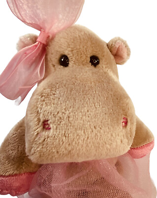 #ad Ballerina Hippo LuLu Douglas Cuddle Toys Grey Pink Tutu Bow Plush Stuffed Toy $11.98