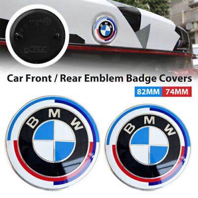 2PCS Front Hood amp; Rear Trunk 82mm amp; 74mm Badge Emblem For BMW 50th Anniversary $9.99