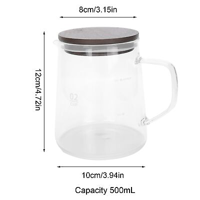 #ad 500ml Coffee Pot With Lid HeatResistant Glass Heat Insulation Handle Kettle AOS $18.55