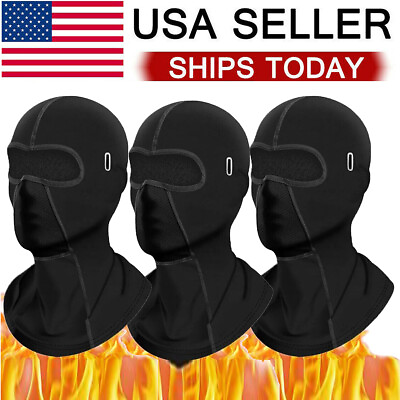 #ad 3Pcs Black Balaclava Full Face Mask Windproof Warm Tactical Motorcycle Ski Masks $13.99