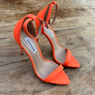 #ad Steve Madden Nubuck Neon Orange Ankle Strap Stiletto Sandals Size 7 Bright $24.00