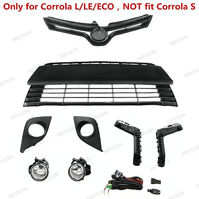 #ad For Corolla L LE 2014 2016 Front Upper Lower Grille Fog lamp Bumper Brackets $57.98