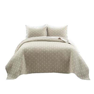 #ad Unbranded Bedding Full Queen 3 Piece Cotton Reversible Classic Neutral Off White $107.11