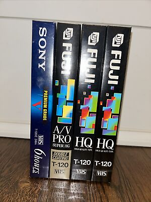 #ad Lot 4 New Sealed 3 Fuji 1 Sony VHS Tapes $10.00
