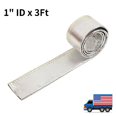 #ad 1quot; ID Metallic Heat Shield Sleeve Insulated Wire Hose Cover Wrap Loom Tube 3 Ft $12.38