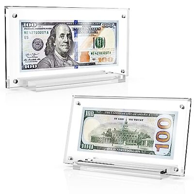 #ad 2Pack Acrylic Dollar Bill Display Frame Currency Paper Money Holder Display Case $23.26