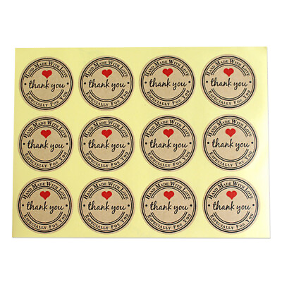 #ad Thank You Stickers Seal Labels Crafts Packaging Kraft 12Pcs Sticker Sealing $0.99