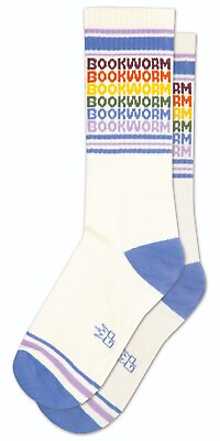 #ad BOOKWORM Socks by Gumball Poodle Unisex Ribbed Gym Crew Socks Novelty Socks $15.99