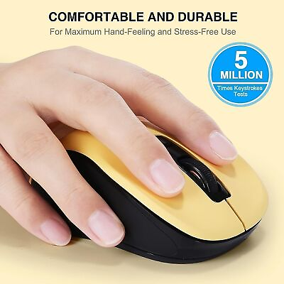 #ad 2.4GHz Wireless Optical Mouse Mice USB Receiver For PC Laptop Computer Yellow $5.49