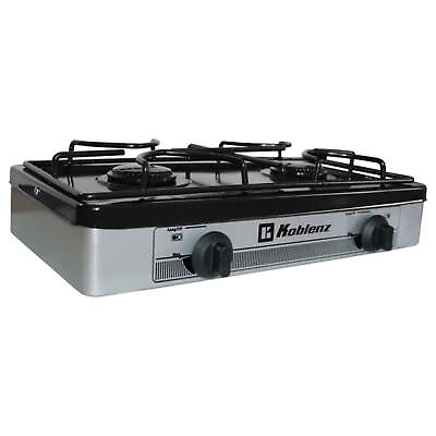 #ad Portable Propane Outdoor Stove 2 Burner BBQ Grill Camping Hiking Cooker Silver $70.49