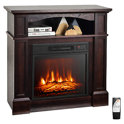 #ad #ad 32quot; 1400W Electric Fireplace Mantel TV Stand Space Heater W Shelf Brown $229.99