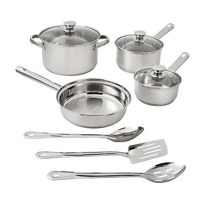 #ad Mainstays Stainless Steel 10 Piece Cookware Set $24.88