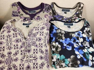 #ad Karen Scott Tops Mixed LOT 4Pc Size PL Petite Purple Floral Blouses amp; Sweatshirt $45.00