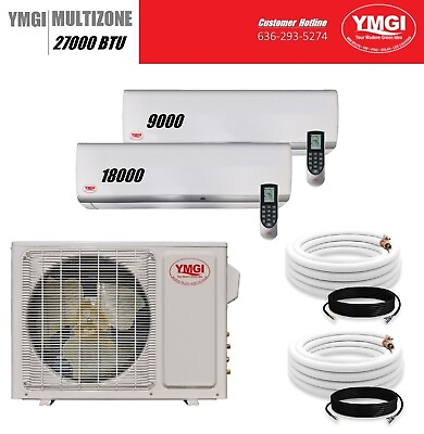 #ad YMGI 27000 BTU 21 SEER 2 Zone Ductless Mini Split Air Conditioner Heat Pump tgb $2950.00