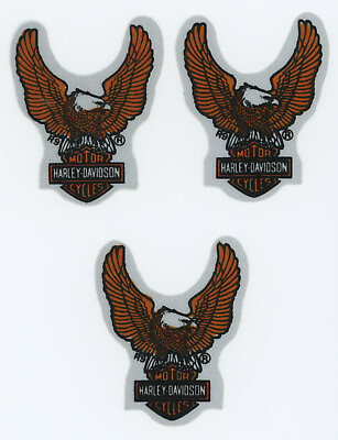 #ad 3x Harley Davidson Eagle Bar Shield Reflective Helmet Decals Part #R9 1 7 8 IN $15.98