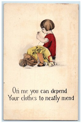 #ad Little Girl Sewing On Me You Can Depend Your Clothes To Neatly Mend Postcard $9.72