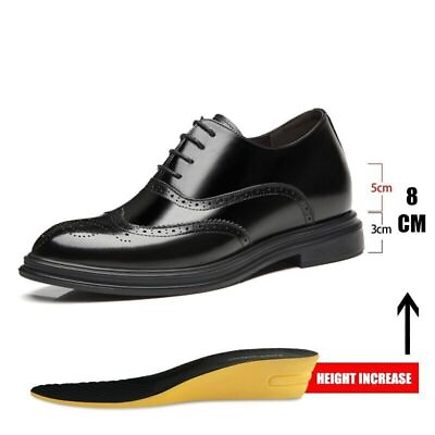 Platform High Heel Casual Men Real Leather Shoes Oxford Dress Shoes Formal Shoes $94.38