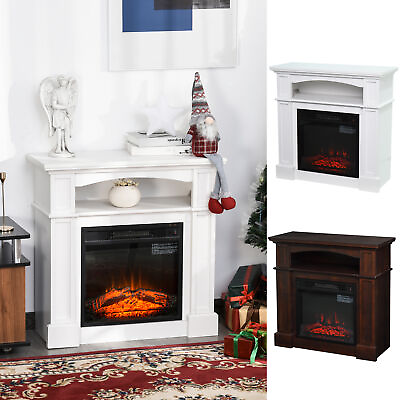 #ad 32quot; Electric Fireplace Mantel TV Stand Log Space Heater w Shelf 1400W $184.99