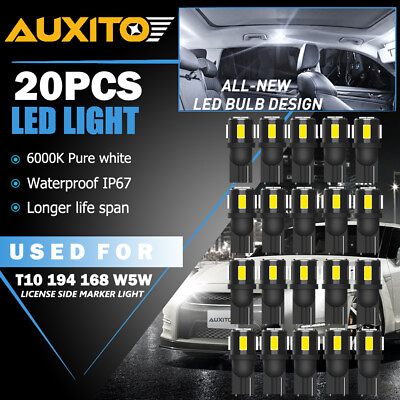 #ad 20pcs White T10 194 168 LED Bulbs Instrument Gauge Cluster Dash Light For Honda $12.99