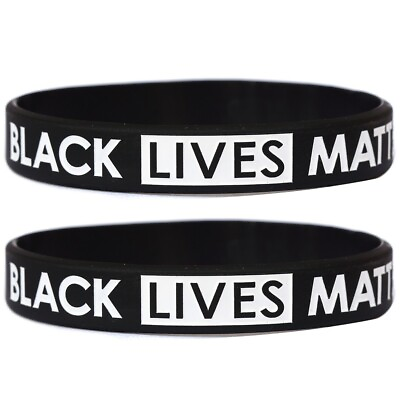 #ad 2 Black Lives Matter Wristbands Debossed Silicone Awareness Wrist Band Bracelets $6.88