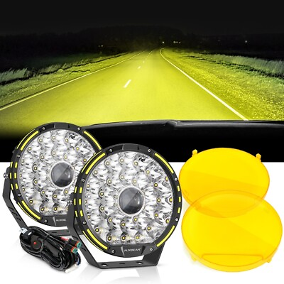 #ad Auxbeam 9#x27;#x27; Led Work Light Driving Offroad Light Flood Spot Combo Amber Cover $228.99