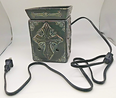 #ad Scentsy Retired Faith Cross Wax Warmer Black Full Size Electric Wax Melter $19.99