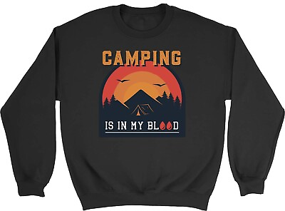 #ad Funny Camping Sweatshirt Mens Womens Camping is in my Blood Camper Gift Jumper GBP 15.99