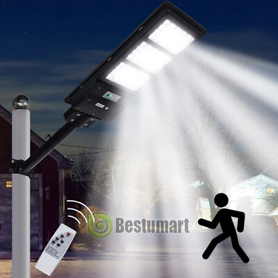 #ad 9900000LM Commercial Solar LED Street Light Dust to Dawn PIR Area Road Pole Lamp $83.39