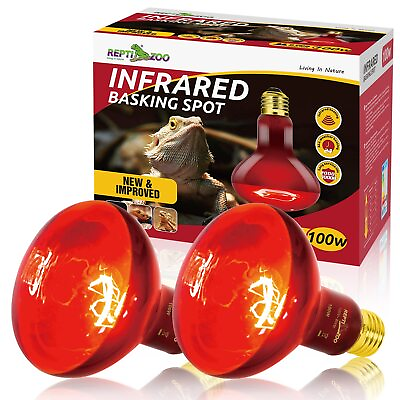 #ad 2 Pack Infrared Heat Lamp 100W Reptile Heat Emitter Infrared Basking Spot Li... $27.02