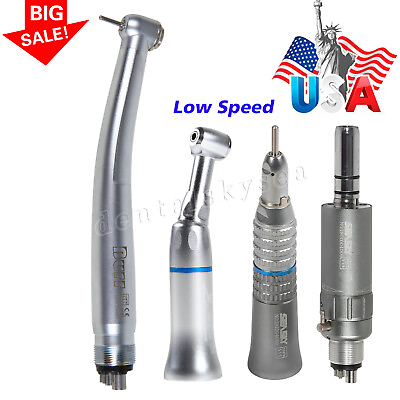 #ad USA NSK Style Dental High Low Speed Handpiece Air Turbine 4 Hole Push Button F4X $43.99
