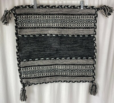 #ad Surya Woven Baja Pillow Cover 20” x 20” Black Tapestry Aztec Southwestern $22.49