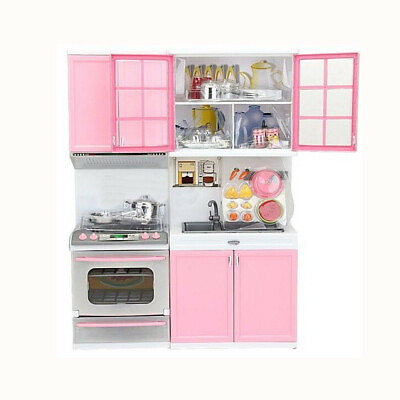 #ad Gift Mini Kids Kitchen Pretend Play Cooking Set Cabinet Stove Girls Toy Gift ㄒ $50.94