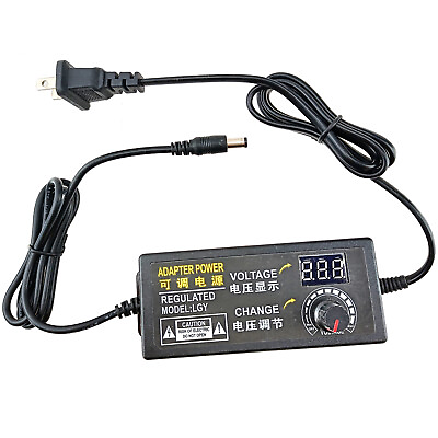 #ad DC 3V to 24V Adjustable Power Supply Adapter 3A 72W LCD Display 2 pin US Cord $21.85