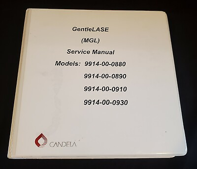 #ad SYNERON CANDELA SERVICE MANUAL GENTLELASE MGL *COMPLETE* *NEW CONDITION* $399.00