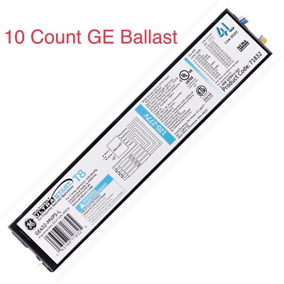 #ad 10 Count GE Fluorescent Ballast GE432 MVPS L Electronic T8 120v to 277v $108.99