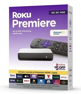 #ad New Roku Premiere 4K HDR Streaming Media Player with HDMI Cable amp; Remote $33.99