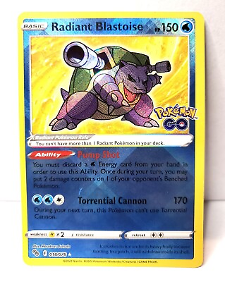 #ad Pokémon TCG Radiant Blastoise 018 078 Holo Radiant Rare Pokémon GO NM $4.74