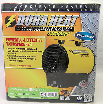 Dura Heat Electric Fan Forced Air Heater 3750W 12800 Btu 220V Remote Control $110.00