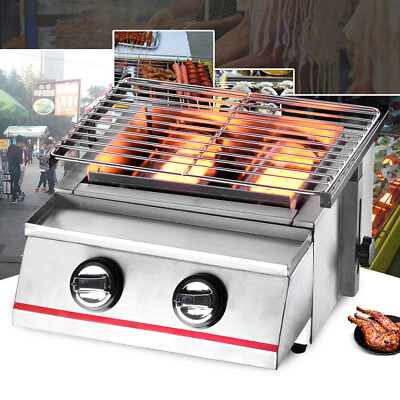 #ad 2 Burner Gas BBQ With Stainless Steel Portable Grill Cooker Outdoor US $57.86