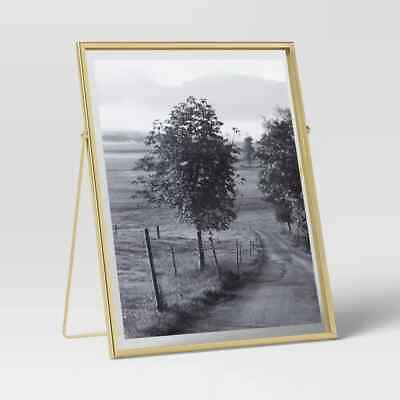 #ad 9x11quot; Float to 8quot;x10quot;Linear Metal Easel Single Image Frame Brass Threshold $32.50